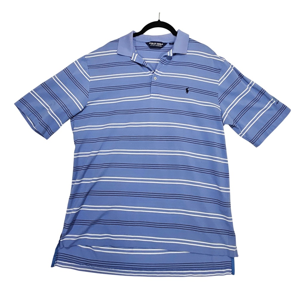 Vtg Polo Golf Ralph Lauren Shirt Mens M Striped Blue 90s Bend Or Country Club